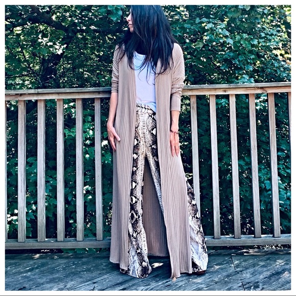 Mocha knit side slit longline duster - Picture 4 of 8
